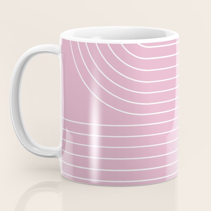 Minimal Line Curvature LXXVI Blush Pink Mid Century Modern Arch Abstract Coffee Mug Gallery Image 3