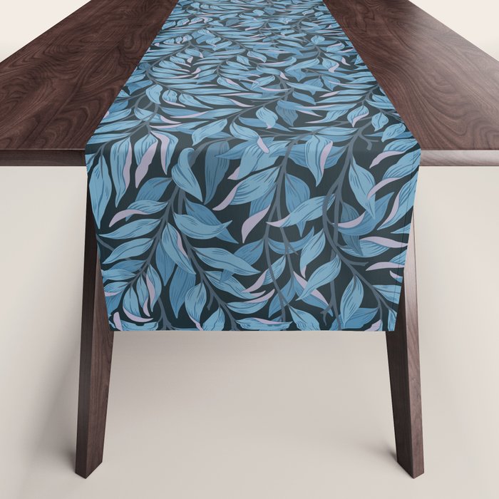 Romantic Botanica - Foliage in Dark Blue Table Runner Gallery Image 1