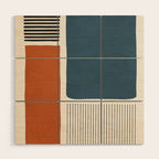 Terracotta Navy Color Block Artwork Wood Wall Art Gallery Image 1