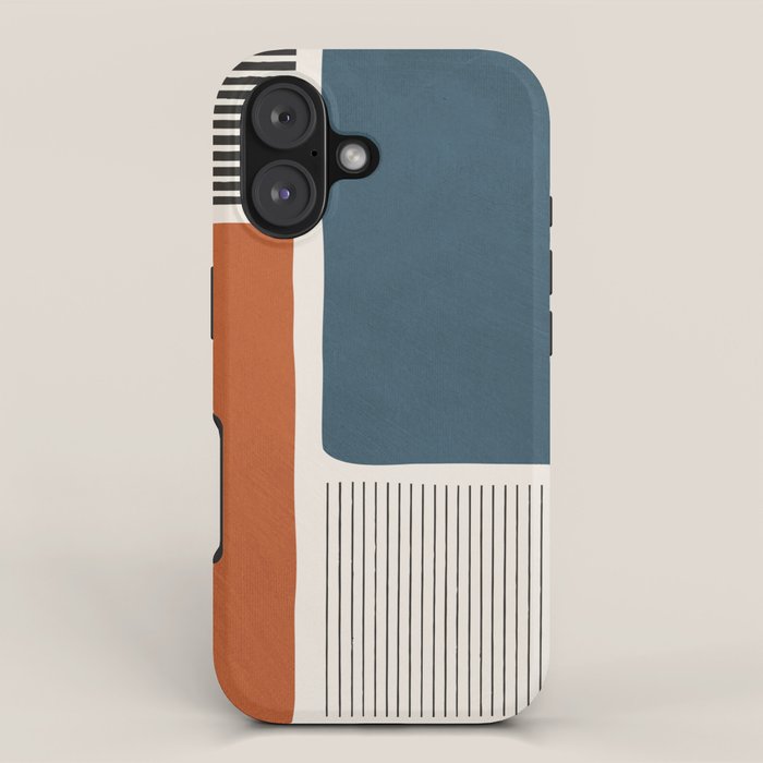 Terracotta Navy Color Block Artwork iPhone Case Gallery Image 1