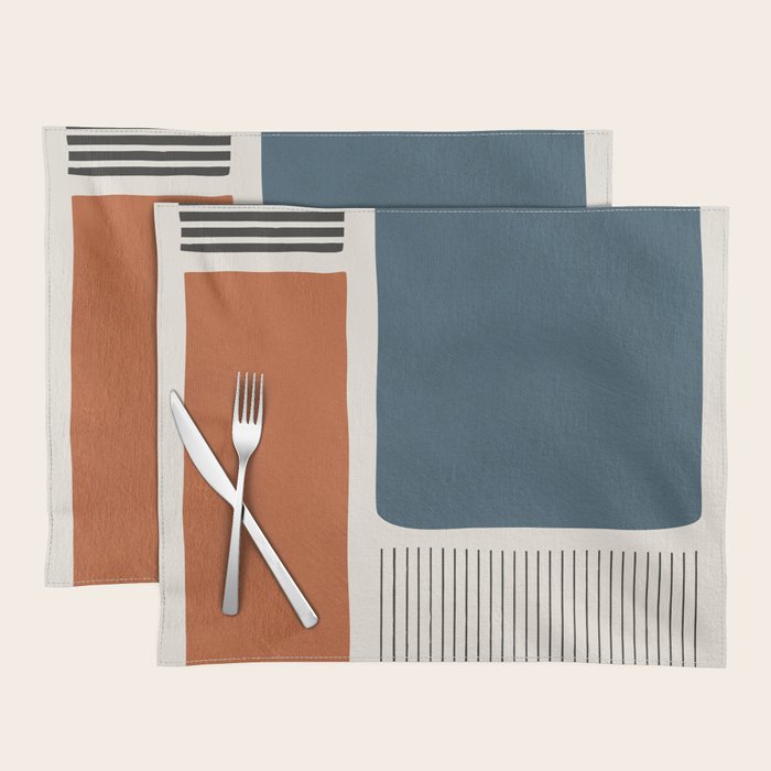 Terracotta Navy Color Block Artwork Placemat Gallery Image 1