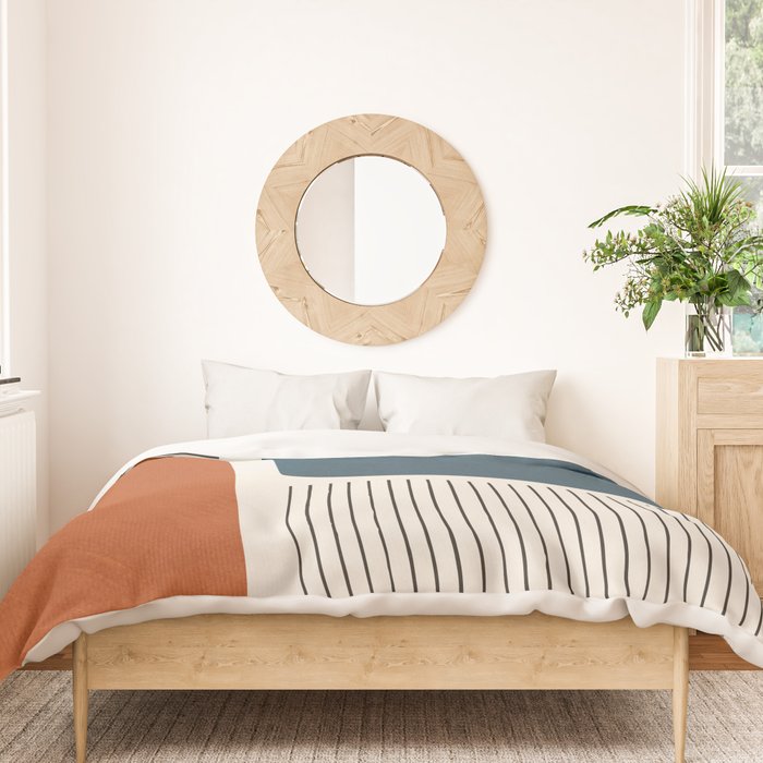 Terracotta Navy Color Block Artwork Duvet Cover Gallery Image 3