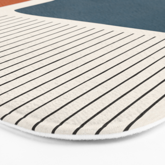 Terracotta Navy Color Block Artwork Bath Mat Gallery Image 3
