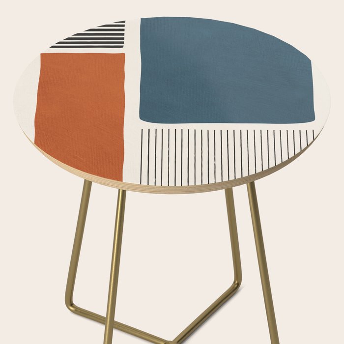 Terracotta Navy Color Block Artwork Side Table Gallery Image 2