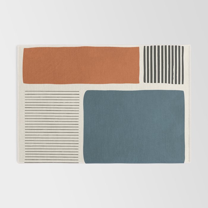 Terracotta Navy Color Block Artwork Rug Gallery Image 2