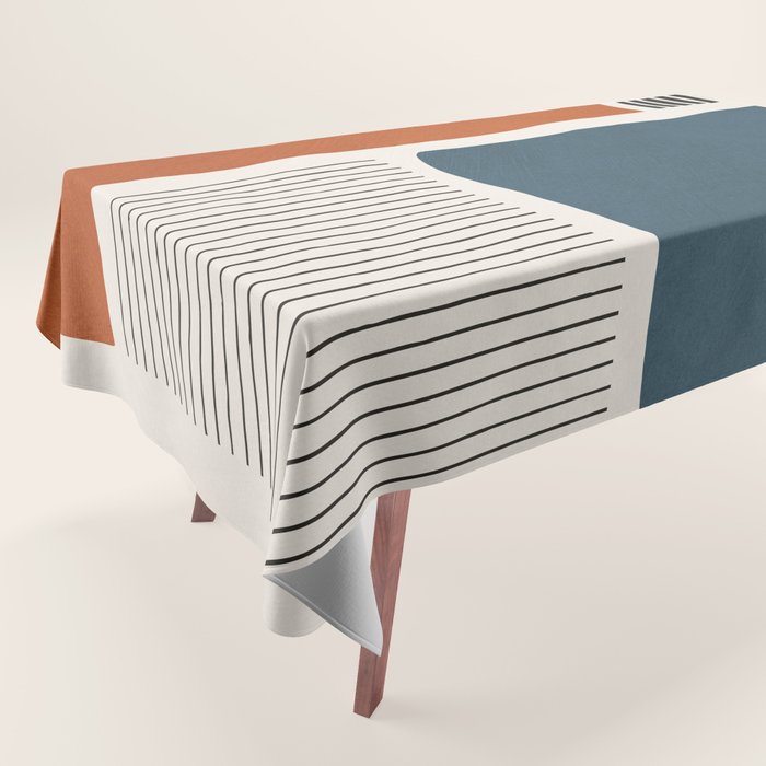 Terracotta Navy Color Block Artwork Tablecloth Gallery Image 1