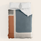 Terracotta Navy Color Block Artwork Duvet Cover Gallery Image 6