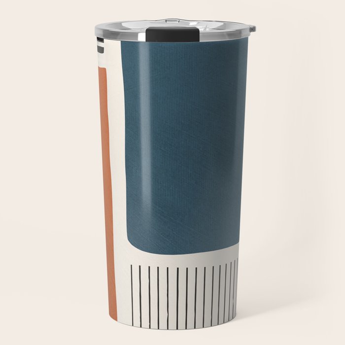 Terracotta Navy Color Block Artwork Travel Mug Gallery Image 1