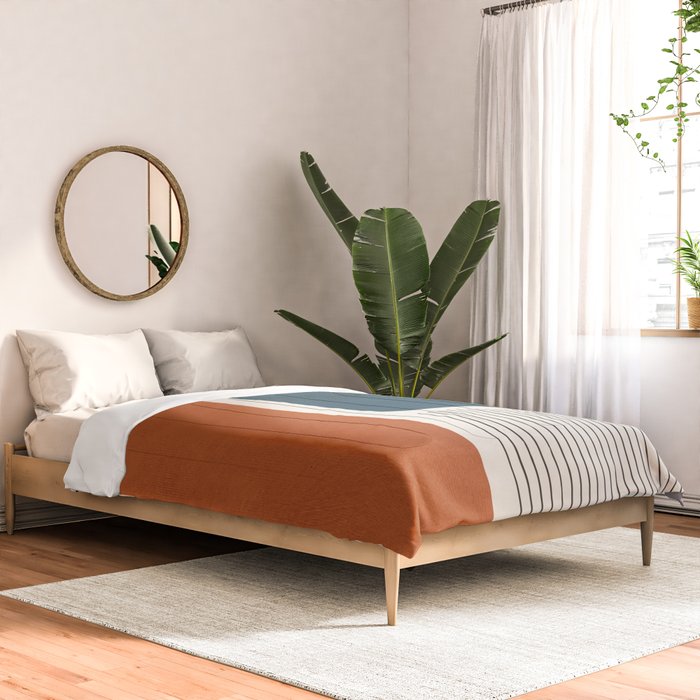 Terracotta Navy Color Block Artwork Comforter Gallery Image 2
