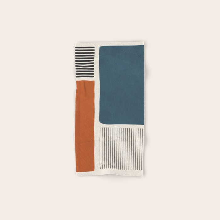 Terracotta Navy Color Block Artwork Bath Towel Gallery Image 1