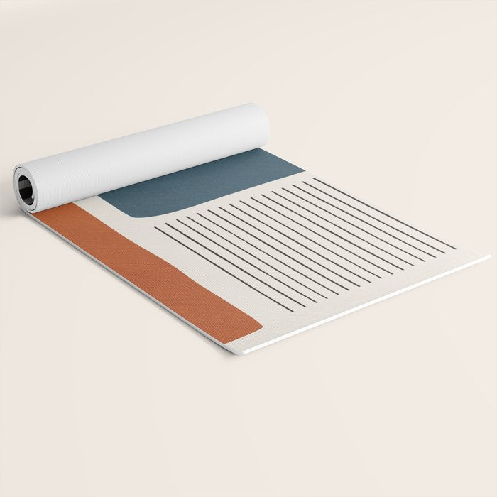Terracotta Navy Color Block Artwork Yoga Mat Gallery Image 2