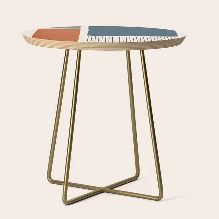Terracotta Navy Color Block Artwork Side Table Gallery Image 1