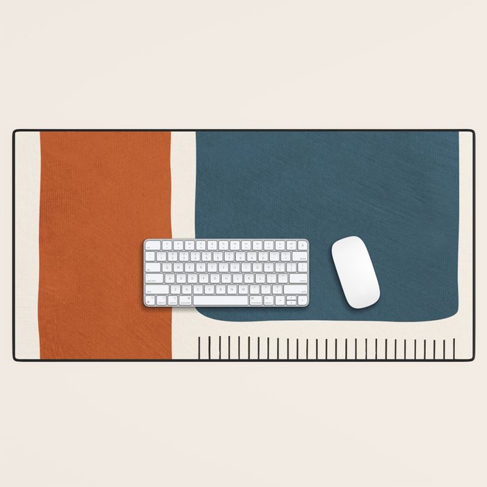 Terracotta Navy Color Block Artwork Desk Mat Gallery Image 1
