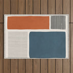 Terracotta Navy Color Block Artwork Outdoor Rug Gallery Image 1