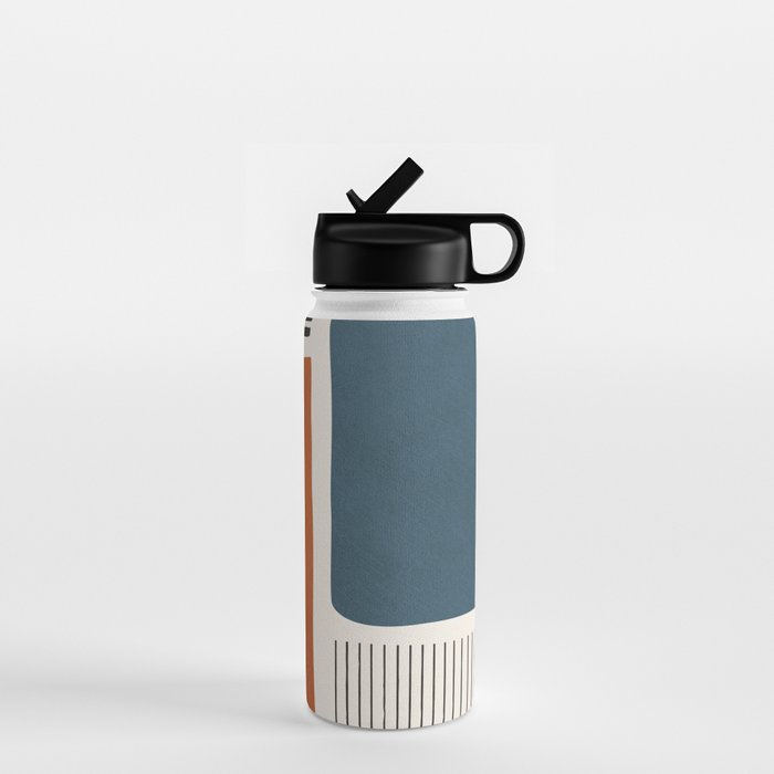 Terracotta Navy Color Block Artwork Water Bottle Gallery Image 1
