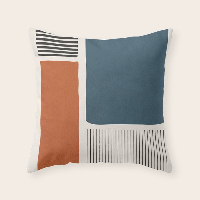Terracotta Navy Color Block Artwork Throw Pillow Gallery Image 6