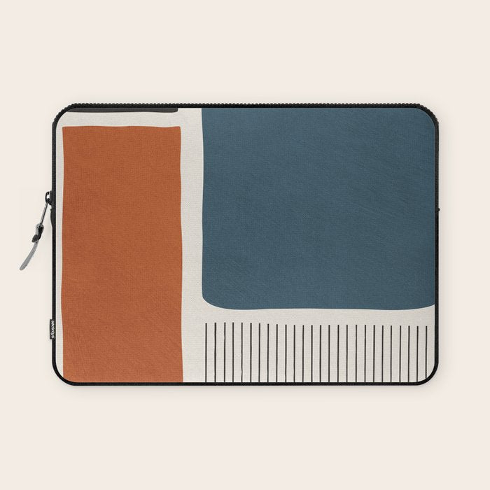 Terracotta Navy Color Block Artwork Laptop Sleeve Gallery Image 1