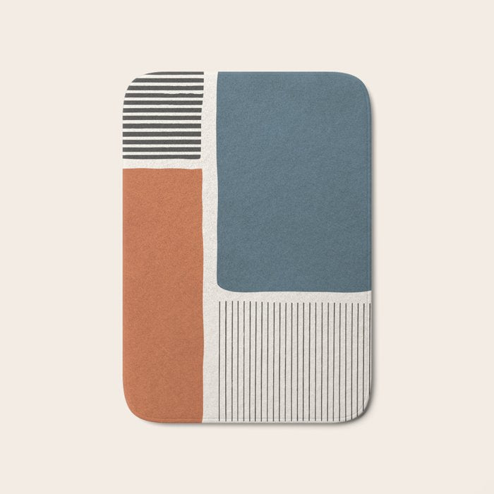 Terracotta Navy Color Block Artwork Bath Mat Gallery Image 1