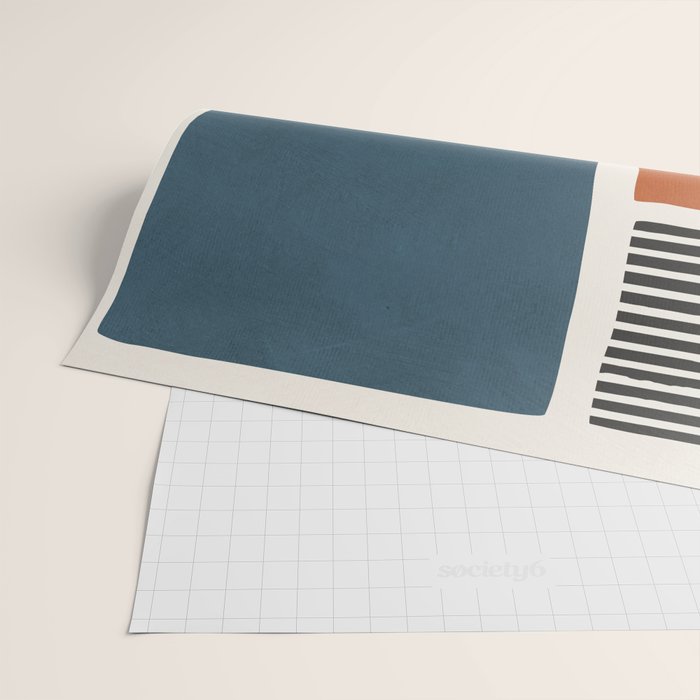 Terracotta Navy Color Block Artwork Wrapping Paper Gallery Image 2
