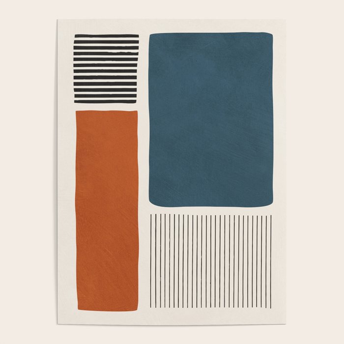Terracotta Navy Color Block Artwork Poster Gallery Image 4