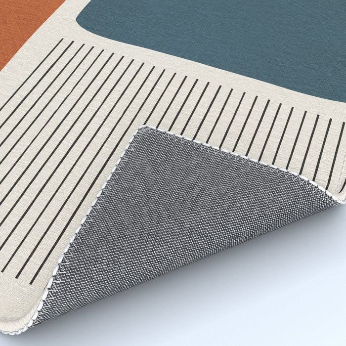 Terracotta Navy Color Block Artwork Rug Gallery Image 4