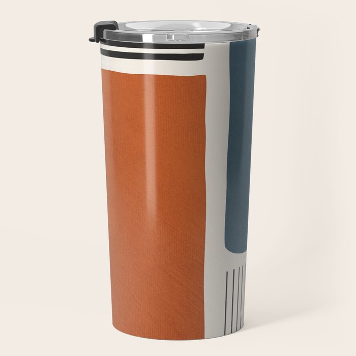 Terracotta Navy Color Block Artwork Travel Mug Gallery Image 3