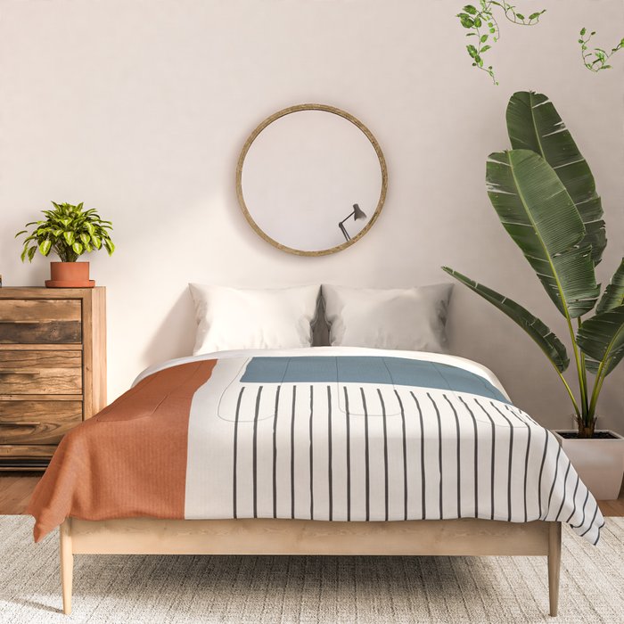 Terracotta Navy Color Block Artwork Comforter Gallery Image 3