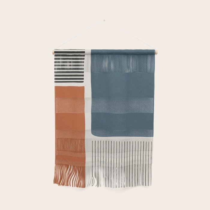 Terracotta Navy Color Block Artwork Wall Hanging Gallery Image 1