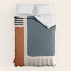 Terracotta Navy Color Block Artwork Comforter Gallery Image 6