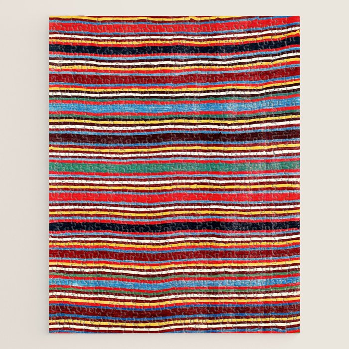 Qashqaâi Antique Fars Southwest Persian Striped Kilim Print Jigsaw Puzzle Gallery Image 1