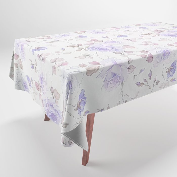 Lavender gray elegant vintage roses floral Tablecloth Gallery Image 1