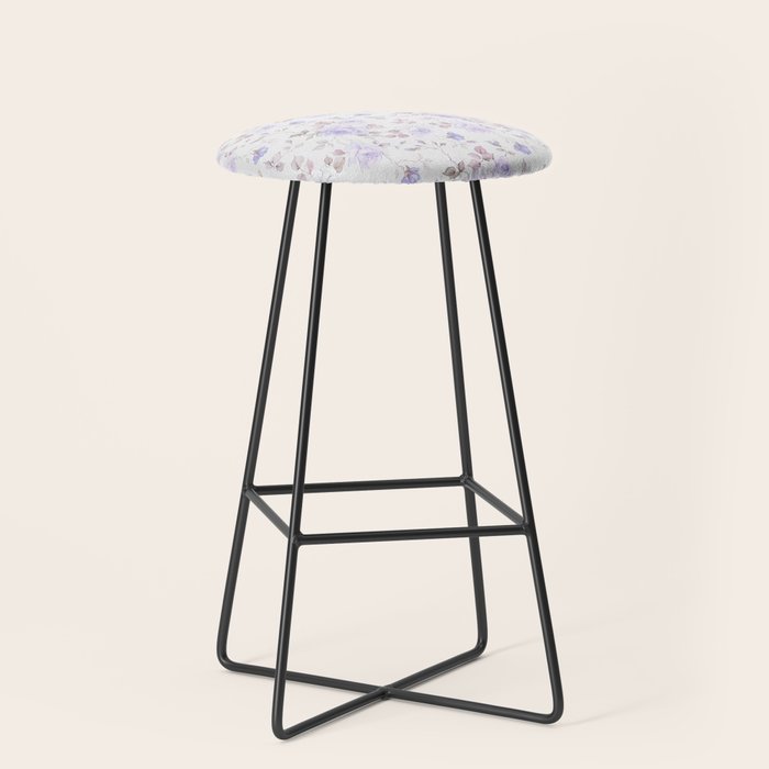 Lavender gray elegant vintage roses floral Stool Gallery Image 1