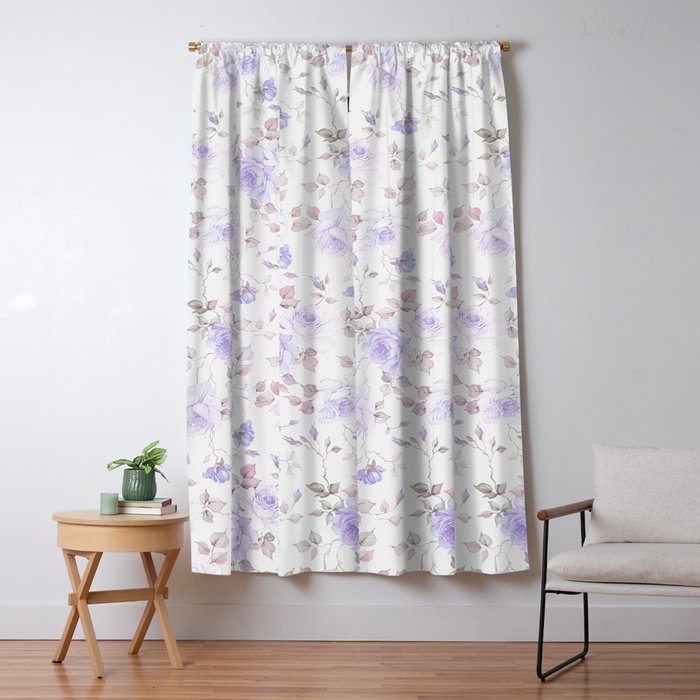 Lavender gray elegant vintage roses floral Window Curtain Gallery Image 5