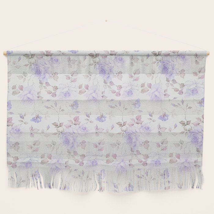 Lavender gray elegant vintage roses floral Wall Hanging Gallery Image 1