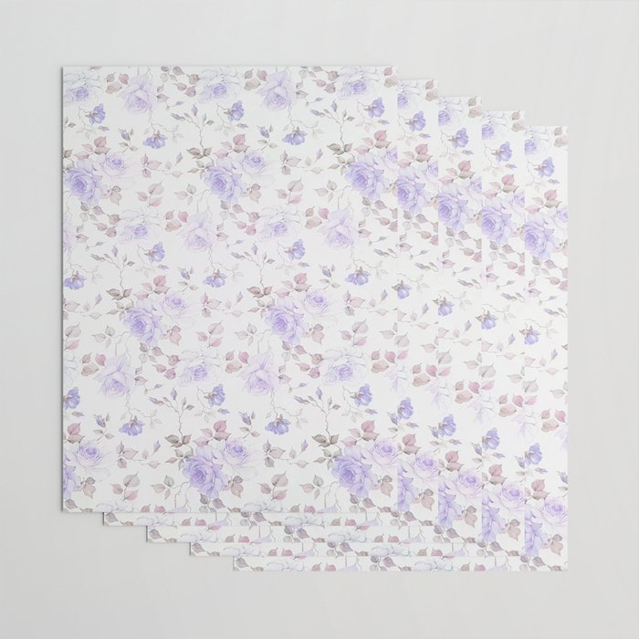 Lavender gray elegant vintage roses floral Wrapping Paper Gallery Image 3