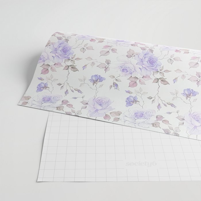 Lavender gray elegant vintage roses floral Wrapping Paper Gallery Image 2