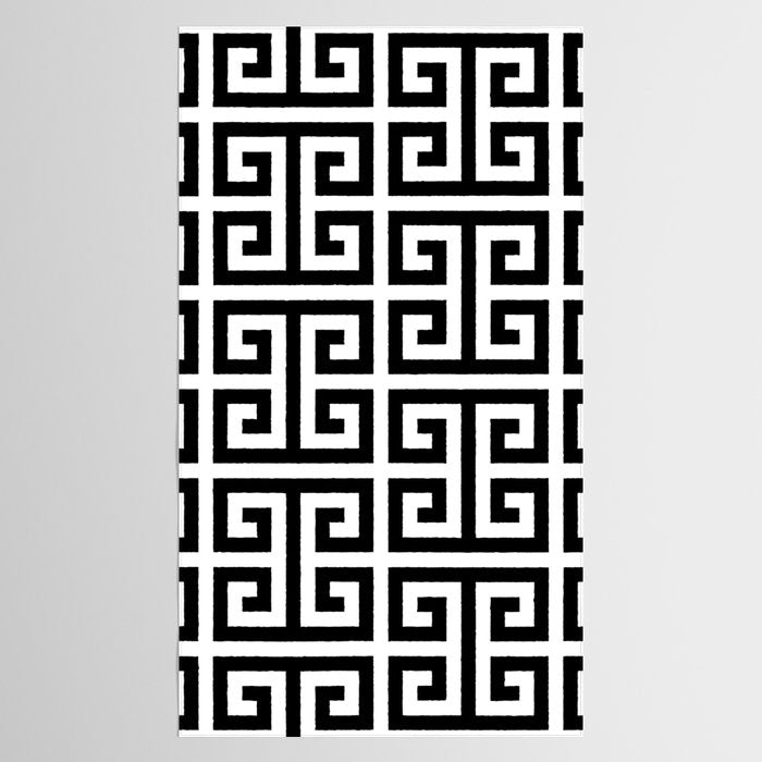 Large Black and White Greek Key Pattern Tablecloth Gallery Image 2