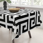 Large Black and White Greek Key Pattern Tablecloth Gallery Image 3