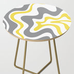 Retro Liquid Swirl Abstract in Lemon Yellow, Light Gray, and White Side Table Gallery Image 2