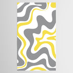 Retro Liquid Swirl Abstract in Lemon Yellow, Light Gray, and White Tablecloth Gallery Image 2