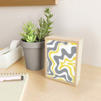 Retro Liquid Swirl Abstract in Lemon Yellow, Light Gray, and White Mini Art Print Gallery Image 2