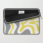 Retro Liquid Swirl Abstract in Lemon Yellow, Light Gray, and White Laptop Sleeve Gallery Image 2