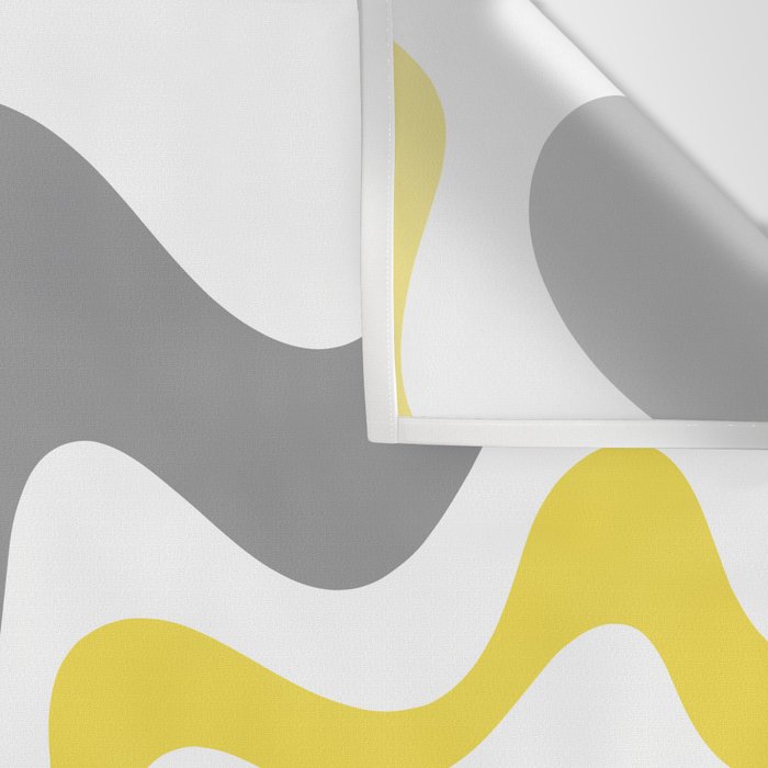 Retro Liquid Swirl Abstract in Lemon Yellow, Light Gray, and White Wall Tapestry Gallery Image 3