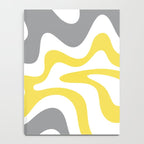 Retro Liquid Swirl Abstract in Lemon Yellow, Light Gray, and White Notebook Gallery Image 4
