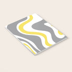Retro Liquid Swirl Abstract in Lemon Yellow, Light Gray, and White Notebook Gallery Image 3