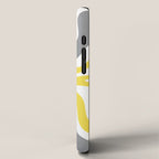 Retro Liquid Swirl Abstract in Lemon Yellow, Light Gray, and White iPhone Case Gallery Image 2