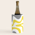 Retro Liquid Swirl Abstract in Lemon Yellow, Light Gray, and White Wine Chiller Gallery Image 3