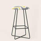 Retro Liquid Swirl Abstract in Lemon Yellow, Light Gray, and White Stool Gallery Image 1