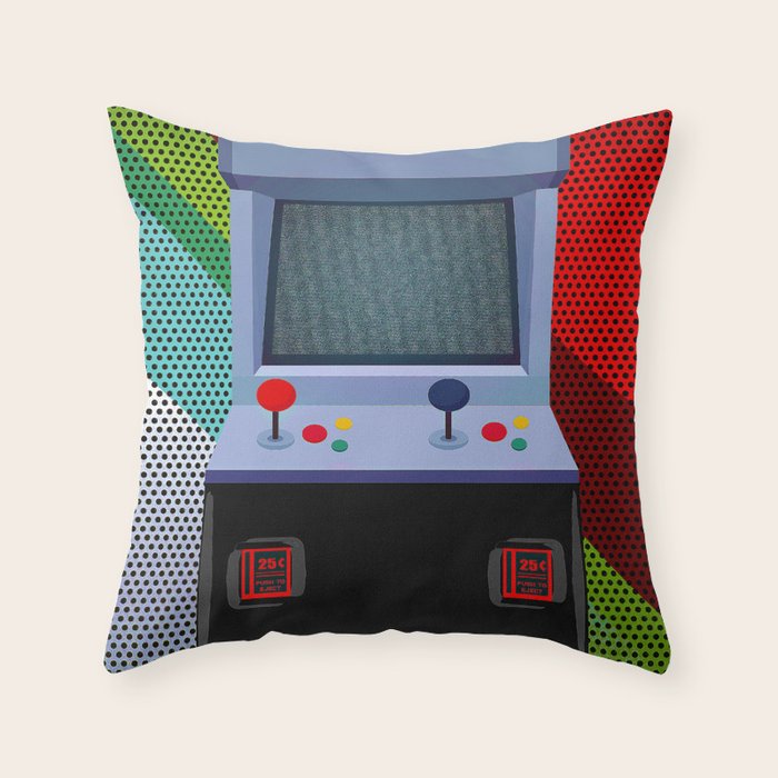 Retro Arcade Joystick Video Game Throw Pillow Gallery Image 6