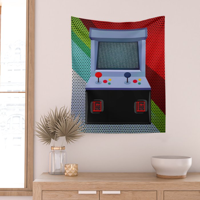 Retro Arcade Joystick Video Game Wall Tapestry Gallery Image 2